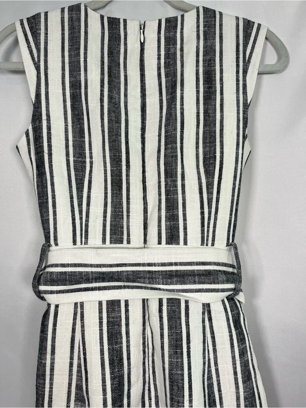 J crew striped linen blend belted fit & flare dress sz 2 coastal Americana - Picture 8 of 11